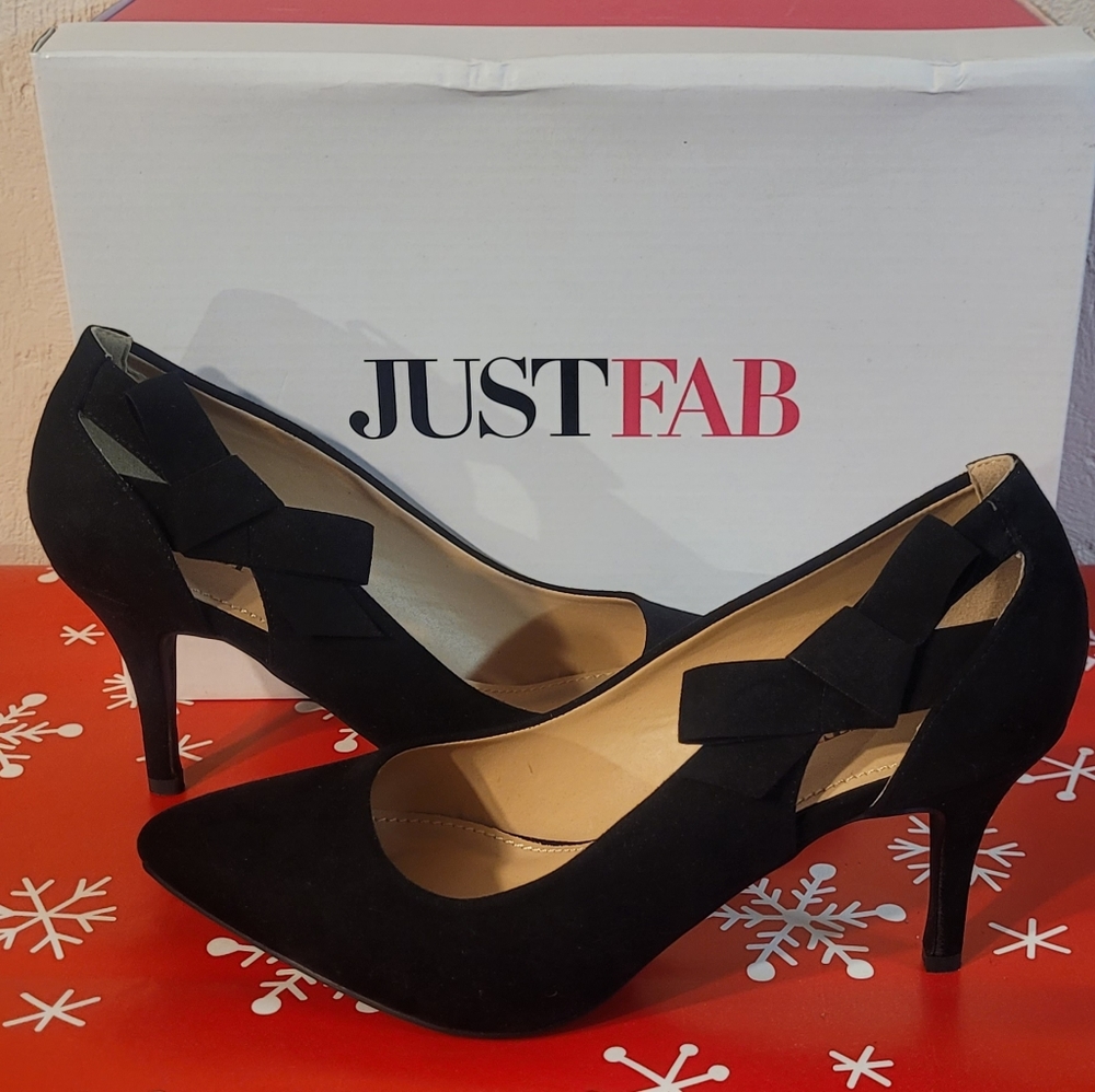 JUST FAB BLACK Heels 8 Brand New in Box